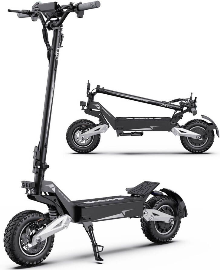 OOTD Elektrische Step T10 48V 13.5Ah（624Wh）batterij 45km Actieradius 500W Motor 11 Inch Offroad Banden Dubbele Schijfrem & Vering Vouwbaar in 3 Seconden LED Display 3 Rijmodi
