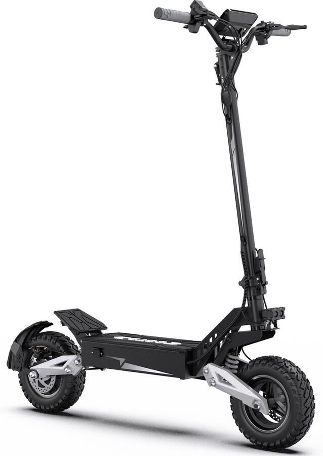OOTD Elektrische Step T10- 45 km Actieradius 500W Motor Snelheid tot 25km h 11 Inch Offroad Banden Dubbele Schijfrem & Vering Opvouwbaar Max. 150 kg Zwart+grijs