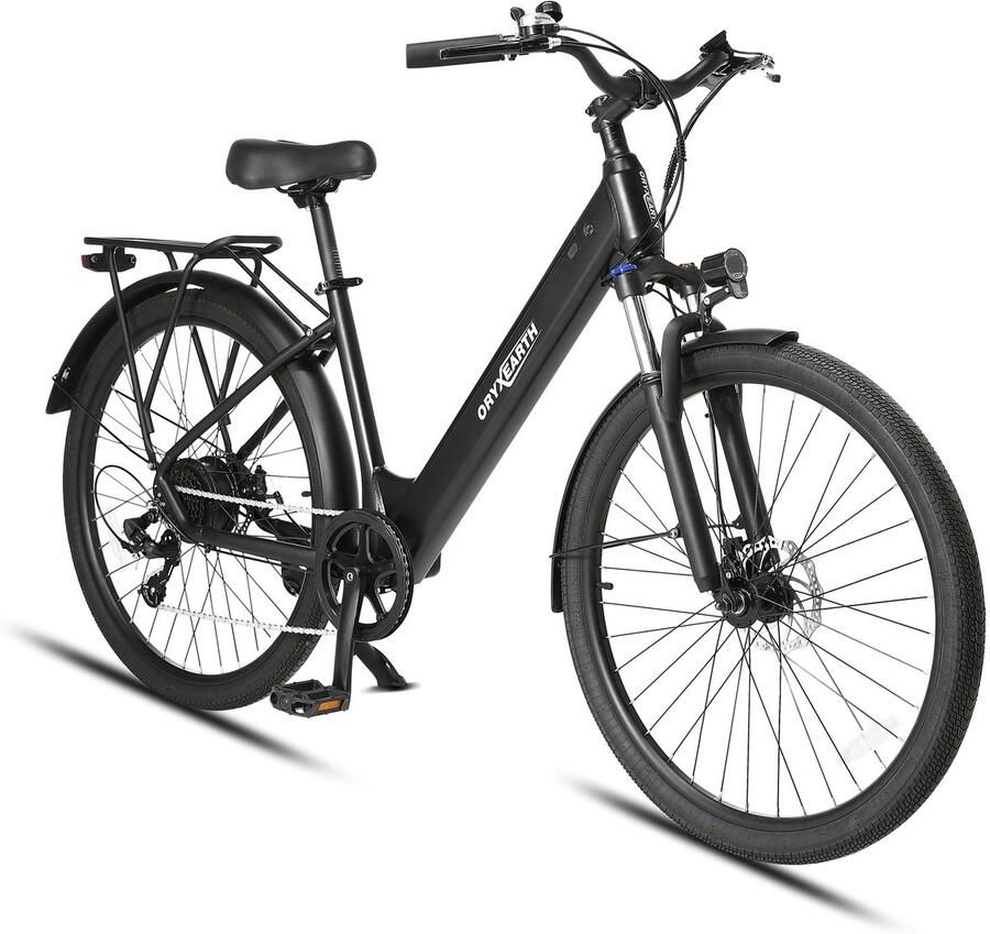 ORYXEARTH Elektrische Fiets – 36V 10Ah Batterij – 250W Motor – Mat Zwart –27 5 Wielen – LCD Display – Mechanische Schijfrem – Shi o 7 Versnellingen – Aluminium Frame – E-Bike voor Werk School Parkritten en Vrije Tijd