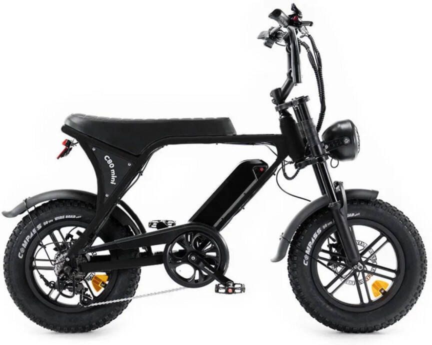 OUXI C80 Mini Elektrische Fatbike Ingebouwd Alarmsysteem Gratis Voetsteuntjes 16 Inch 250W Motor 7 Versnellingen 50 km Actieradius Mechanische Schijfrem Zwart - Foto 2
