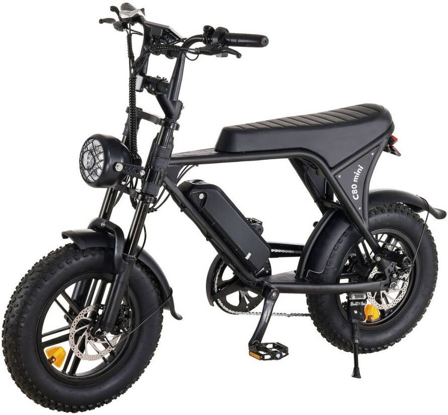 OUXI C80 Mini Fatbike elektrische fiets 250W compact zwart