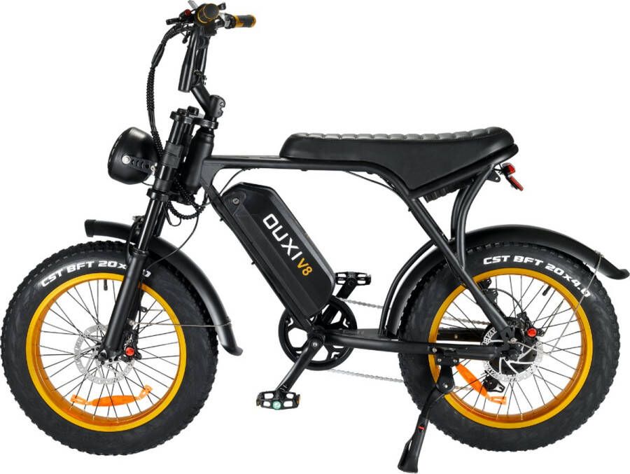 OUXI Fatbike GOLD Edition – E-Fatbike – Inclusief Alarmsysteem en Earbuds Fatbike V8 – Elektrische Fiets – Elektrische Fatbike – Fatbike Electrisch – 250W Vermogen – 7 Versnellingen
