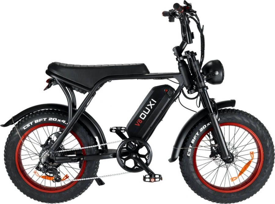 OUXI Fatbike RED Edition – E-Fatbike – Fatbike V8 – Elektrische Fiets – Elektrische Fatbike – Fatbike Electrisch – 250W Vermogen – 7 Versnellingen
