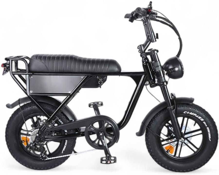 OUXI C63 Mini Fatbike Kinderfatbike Zwart 16x4 inch Accu 36V (10.5Ah) 250W Motor Shi o 7 Versnellingen Hydraulische Rem