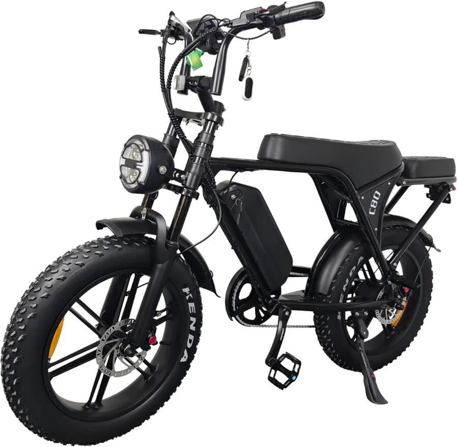 OUXI C80 Mini Fatbike Elektrisch – 250W – 50km Actieradius – 25km h – Voor 2 Personen – Alarm – Zwart – in doos