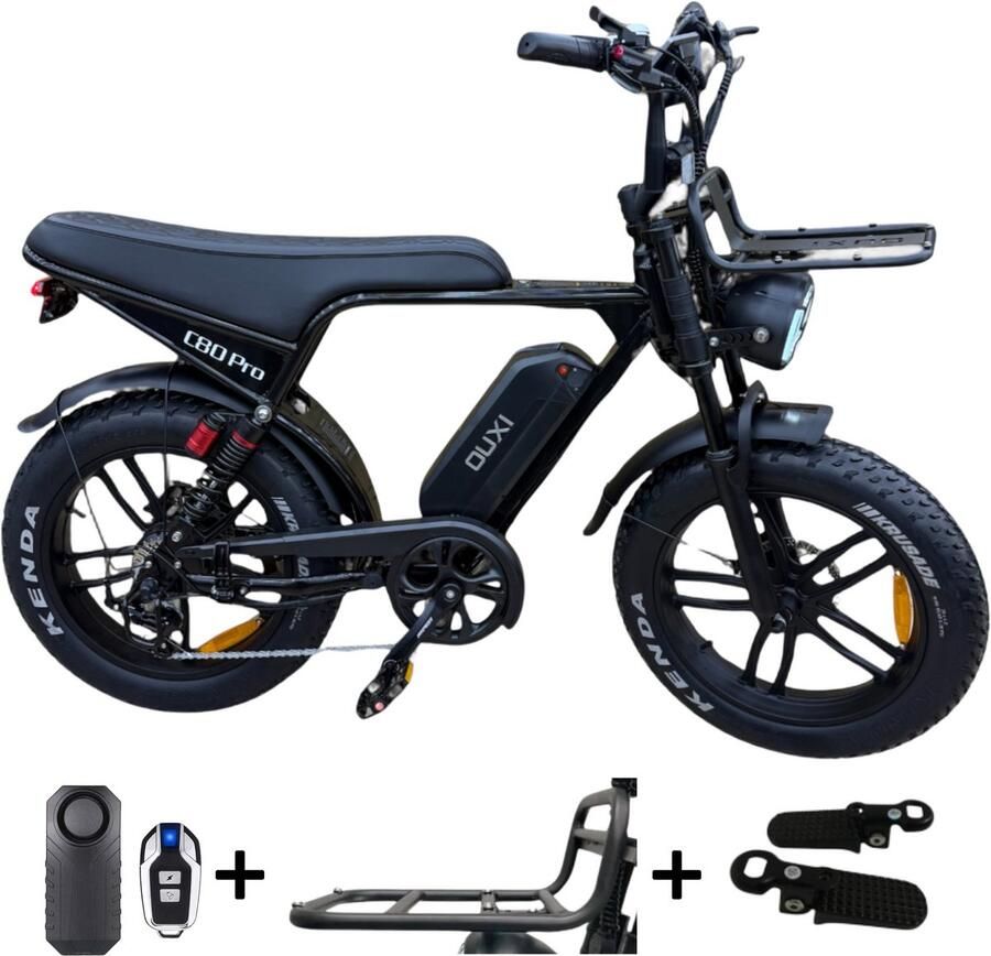 OUXI C80 Pro Fatbike Zwart met Hydraulische Rem