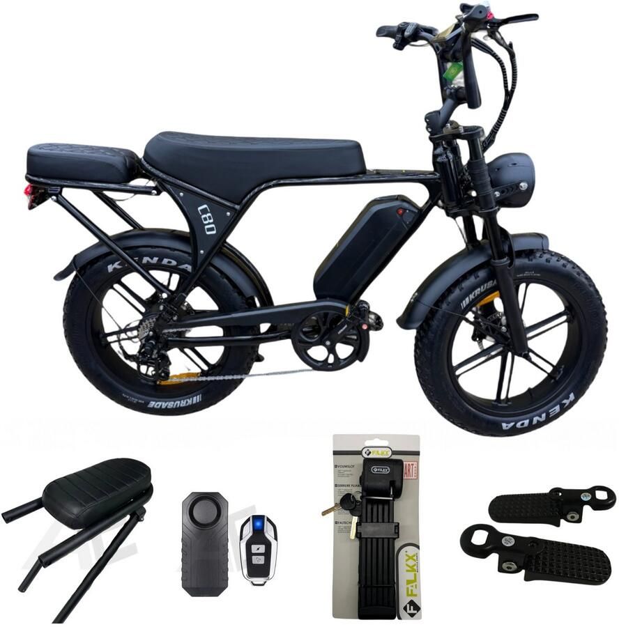 OUXI C80 V8 6.0 Fatbike Zwart met Hydraulische Rem & NFC 2025