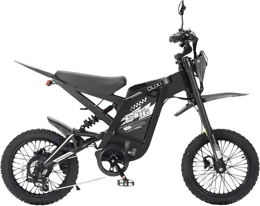 OUXI GT16 Mini Fatbike Zwart Skinnybike