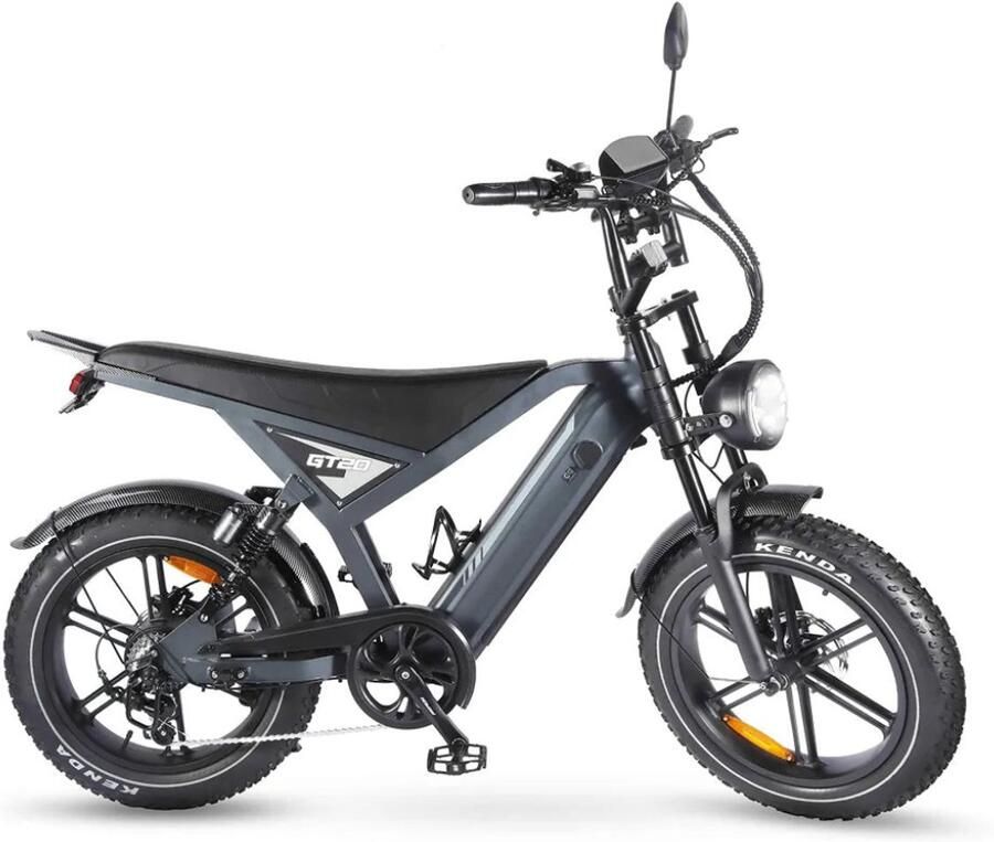 OUXI GT20 Elektrische Fatbike Richtingaanwijzers NFC-chip 20 Inch 250W Motor 7 Versnellingen 65 km Actieradius Hydraulische Schijfrem Grijs