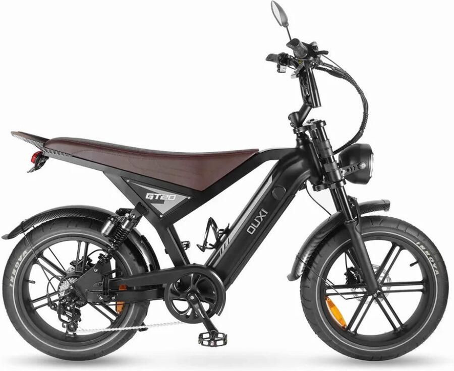 OUXI GT20 Elektrische Fatbike Richtingaanwijzers NFC-chip 20 Inch 250W Motor 7 Versnellingen 65 km Actieradius Hydraulische Schijfrem Zwart
