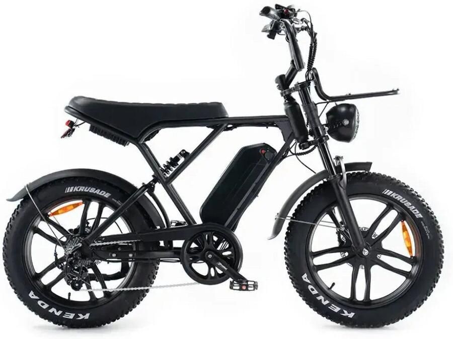 OUXI H9.3 Elektrische Fatbike Ingebouwd Alarmsystseem Inclusief Voorrekje Inclusief Telefoontasje 20 Inch 250W Motor 7 Versnellingen 60 km Actieradius Hydraulische Schijfrem Zwart