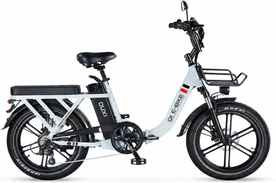 OUXI Q11 Elektrische Vouwfiets- Fatbike 20 Inch 250W Motor 7 Versnellingen 50 km Actieradius Hydraulische Schijfrem Lichtgrijs