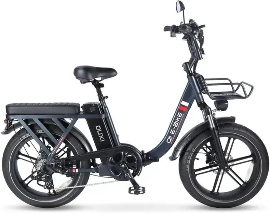 OUXI Q11 Elektrische Vouwfiets- Fatbike 20 Inch 250W Motor 7 Versnellingen 50 km Actieradius Hydraulische Schijfrem Donkergrijs