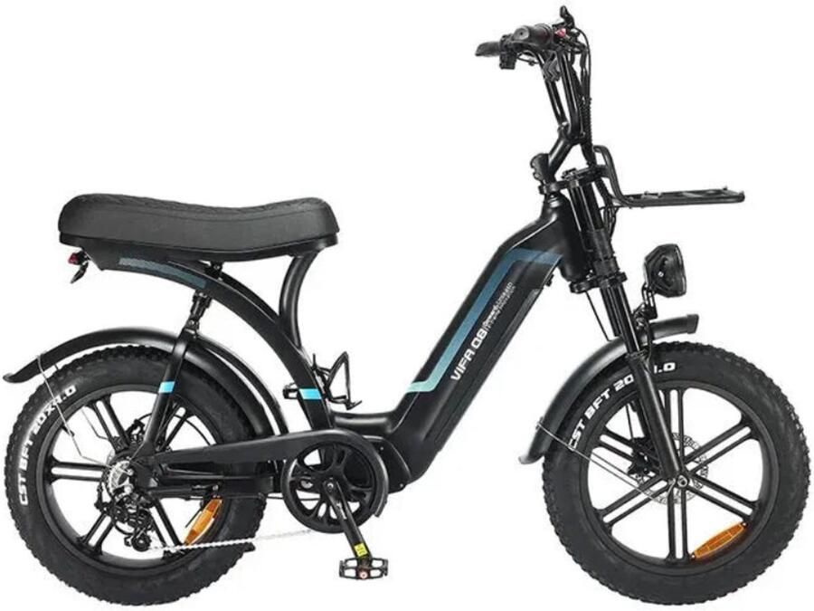 OUXI Q8 Elektrische Fatbike Lage Instap 20 Inch 250W Motor 7 Versnellingen 85 km Actieradius Hydraulische Schijfrem Zwart