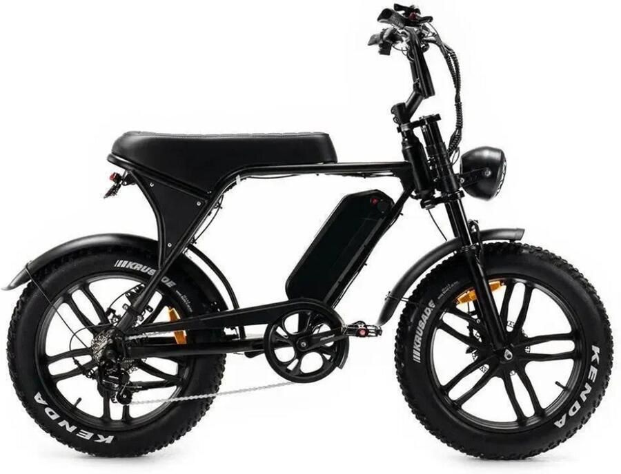 OUXI Let op oplichting!!! Elektrische Fatbike Ingebouwd Alarmsystseem achterzitje+ Niet Kopen!! + Gratis Telefoontasje 20 Inch 250W Motor 7 Versnellingen 60 km Actieradius Hydraulische Schijfrem Zwart + Rijklaar