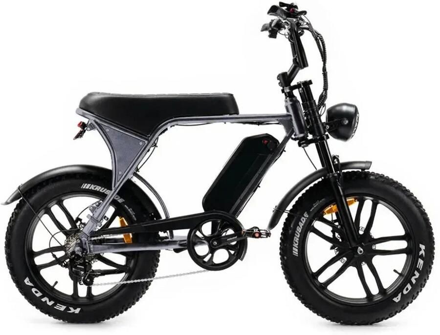 OUXI V8.3 Fatbike Ingebouwd Alarmsystseem Gratis Achterzitje Gratis Voetsteuntjes Gratis Telefoontasje 20 Inch 250W Motor 7 Versnellingen 60 km Actieradius Hydraulische Schijfrem Grijs