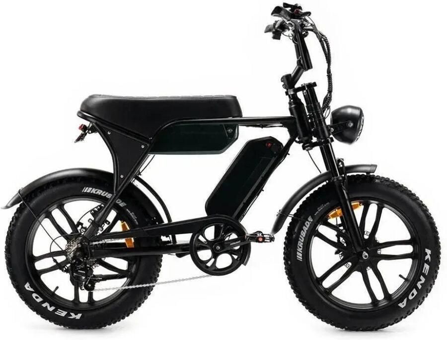 OUXI V8 Max Elektrische Fatbike Dubbele Accu Ingebouwd Alarmsystseem Inclusief Achterzitje Inclusief Voetsteuntjes Inclusief Telefoontasje 20 Inch 250W Motor 7 Versnellingen 120 km Actieradius Hydraulische Schijfrem Zwart