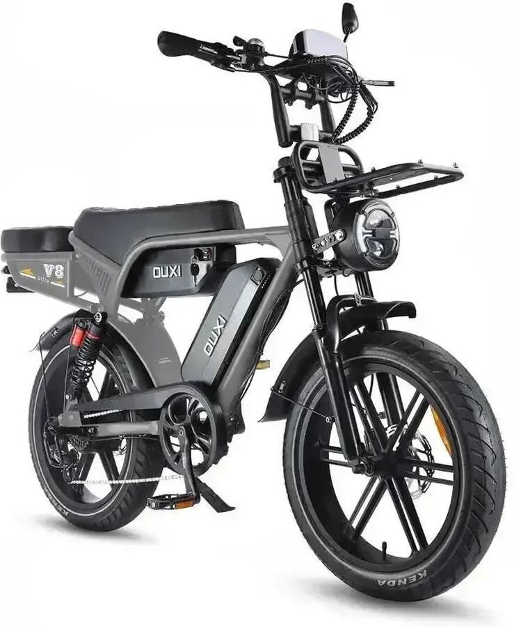 OUXI V8 Ultra Elektrische Fatbike Ingebouwd Alarmsystseem Inclusief Achterzitje Inclusief Voorrekje NFC-chip 20 Inch 250W Motor 7 Versnellingen 60 km Actieradius Hydraulische Schijfrem Zwart - Foto 1