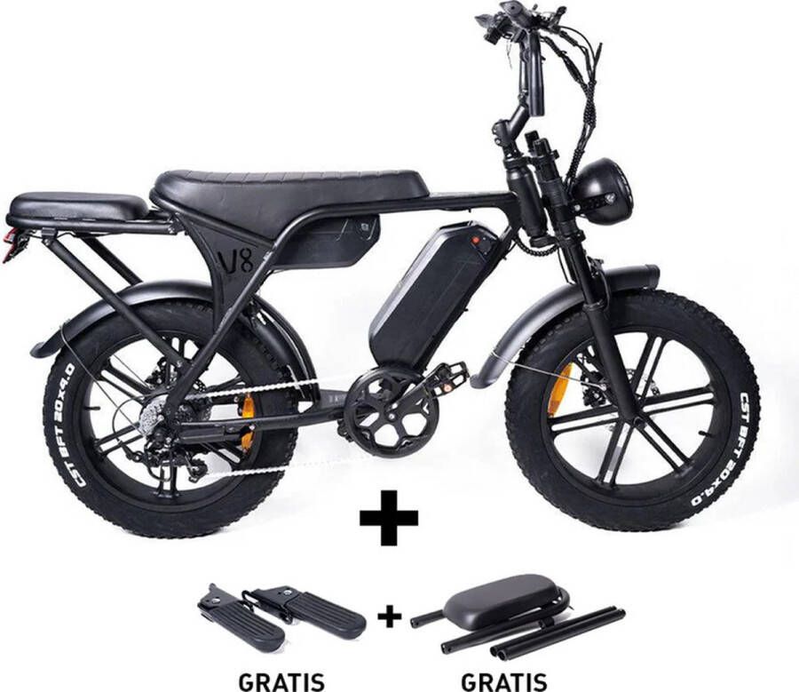 OUXI Shoppen Voor Iedereen V8 2.0 Fatbike E-bike 250Watt 25 km u 20” banden – 7 versnellingen Deze model is toegestaan conform de Nederlandse wetgeving op de openbare weg