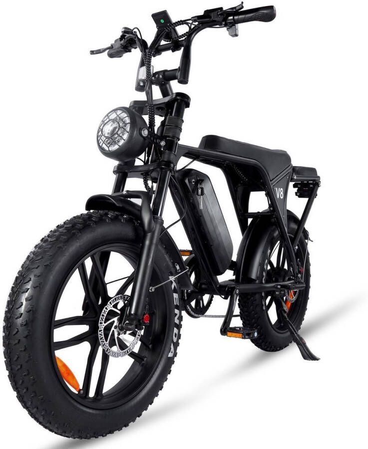 OUXI v8 3.0 Elektrische Fatbike Ingebouwd Alarmsystseem Gratis achterzitje Gratis slot 20 Inch 250W Motor 7 Versnellingen 60 km Actieradius Hydraulische Schijfrem Zwart In Doos