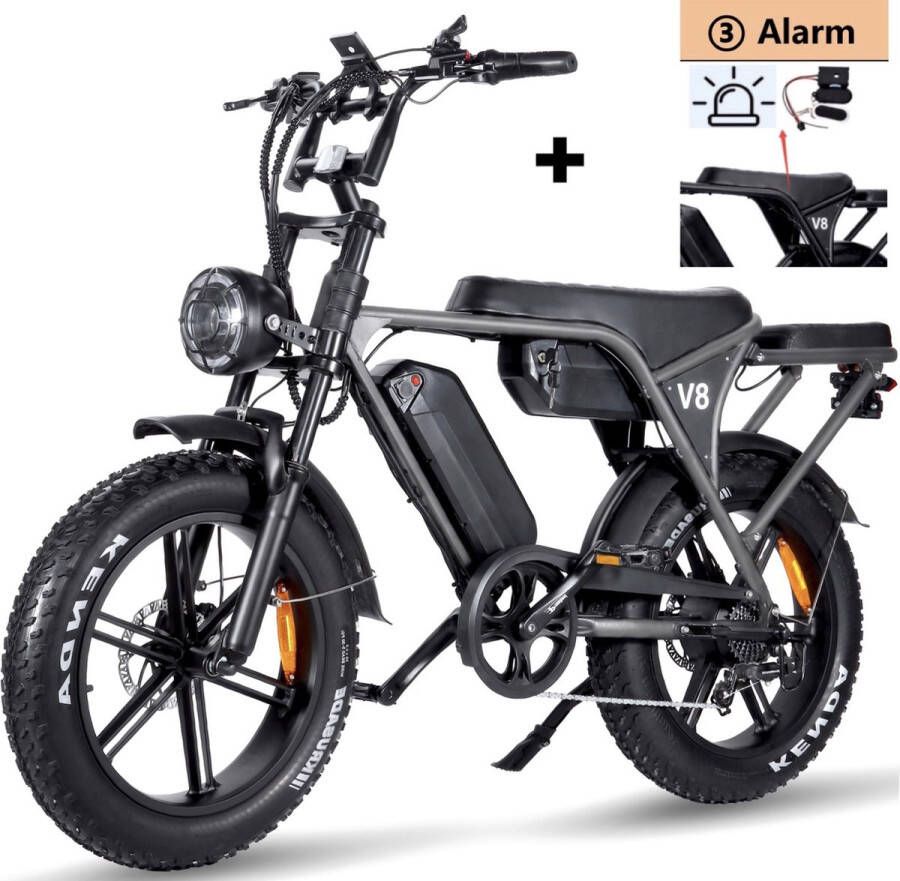 Fatbikeskopen.nl Ouxi V8+ Model Zwart Dubelle Accu Elektrische Fatbikes Elektrische Fiets E Bike