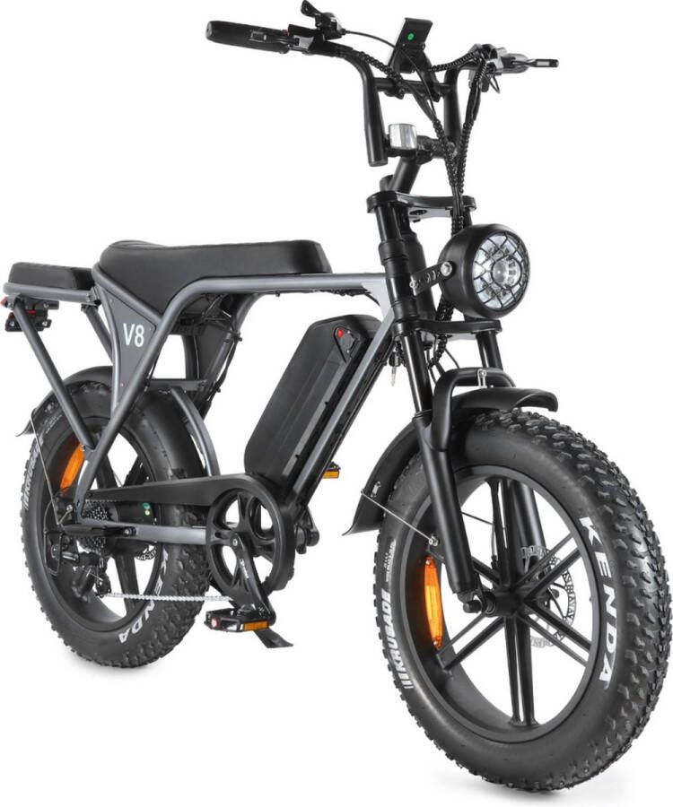 OUXI V8.3 Fatbike Ingebouwd Alarmsystseem Gratis Achterzitje Gratis Voetsteuntjes Gratis Telefoontasje 20 Inch 250W Motor 7 Versnellingen 60 km Actieradius Hydraulische Schijfrem Grijs - Foto 2