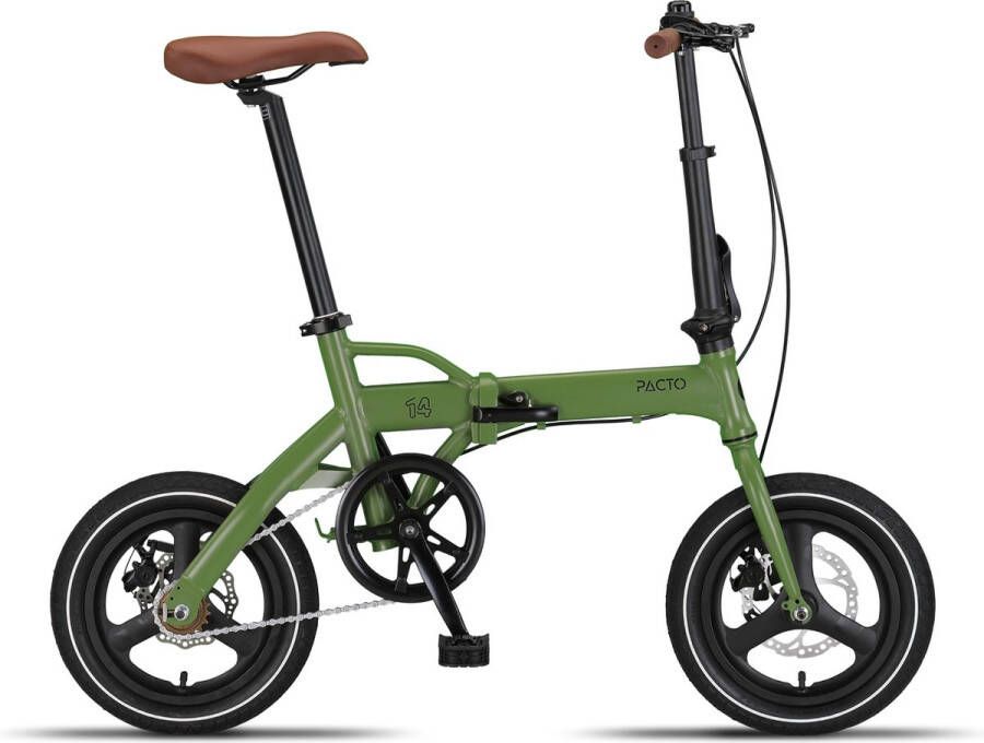 PACTO 14 FOLDING BIKE ARMY GREEN 14 inch single speed vouwfiets plooifiets