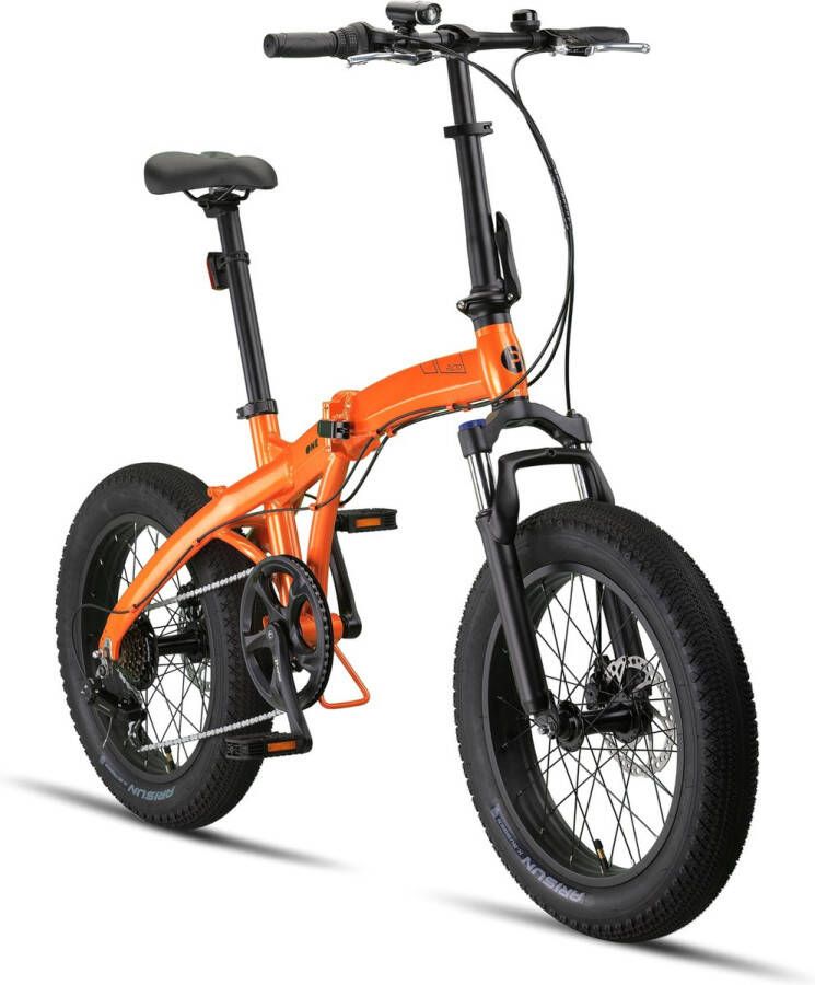 PACTO One Vouwfiets Oranje Shi o 6v Plooifiets Fatbike 20 inch Aluminium Phatbike Voorvorkvering