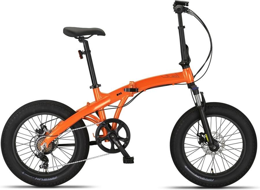 PACTO One Vouwfiets Oranje Shi o 6v Plooifiets Fatbike 20 inch Aluminium Phatbike Voorvorkvering