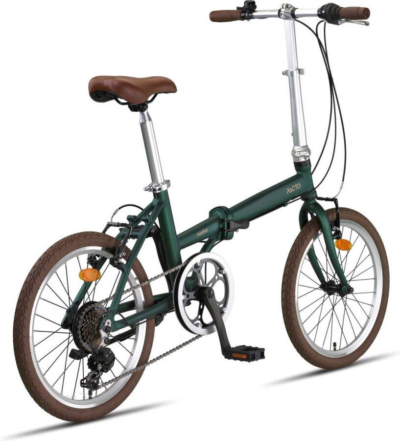 PACTO TWELVE FOLDING BIKE GREEN 6v VOUWFIETS PLOOIFIETS RETRO DESIGN FIETS ALUMINIUM 20 inch - Foto 1