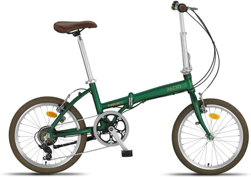PACTO Twelve Vouwfiets Groen Shi o 6v Aluminium 20 inch Plooifiets Retro Design Folding Bike