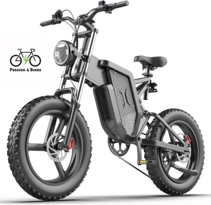 Passion4bikes Space Gray Elektrische Fatbike Elektrische Fiets E bike 2000W 30Ah Accu Shimano 7 Speed Fatbike