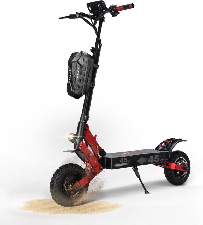 Phreeze Elektrische Step met Telefoonhouder 25KM H Voor Volwassenen NFC Slot 10 Inch Luchtbanden Dubbele Vering 45 KM Actieradius 500W Opvouwbaar Zwart