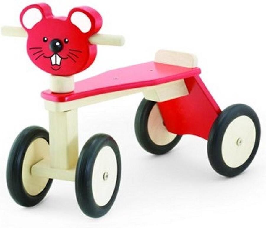 Pintoy Houten Loopfiets Muis Met 4 Wielen Rood