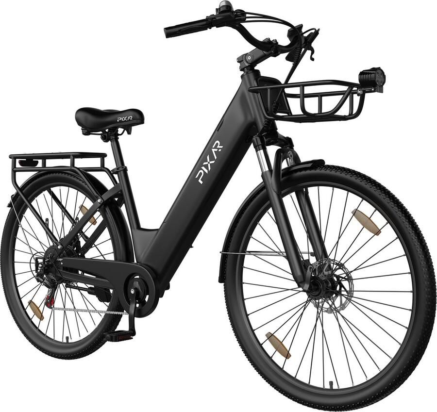Pixar C1 Pro Elektrische Fiets 250W Motor 36V18Ah Accu 28x1.95 Banden Max Snelheid 25km u Max Bereik 80-100km Shi o 7-Snelheden Zwart