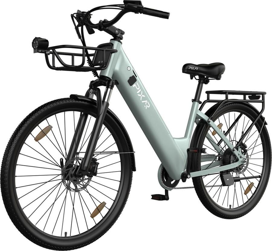 Pixar C1pro Elektrische Fiets Actieradius 60-80km Motor 250W Battery 36V18AH (EVE) Shi o 7 versnellingen 28 Inch E-Bike Stadsfiets Groen