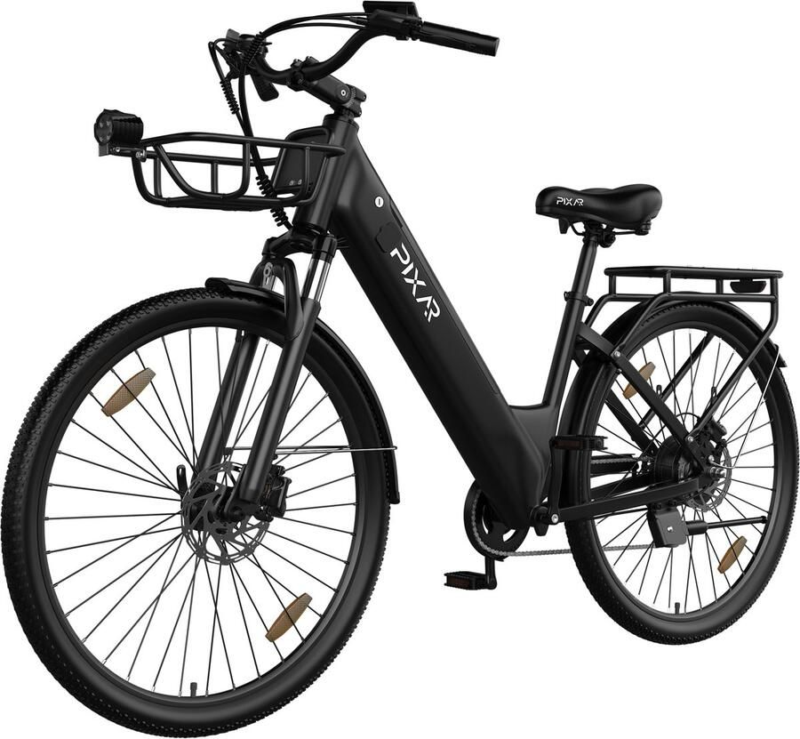 Pixar C1pro Elektrische Fiets Actieradius 60-80km Motor 250W Battery 36V18AH (EVE) Shi o 7 versnellingen 28 Inch E-Bike Stadsfiets Zwart