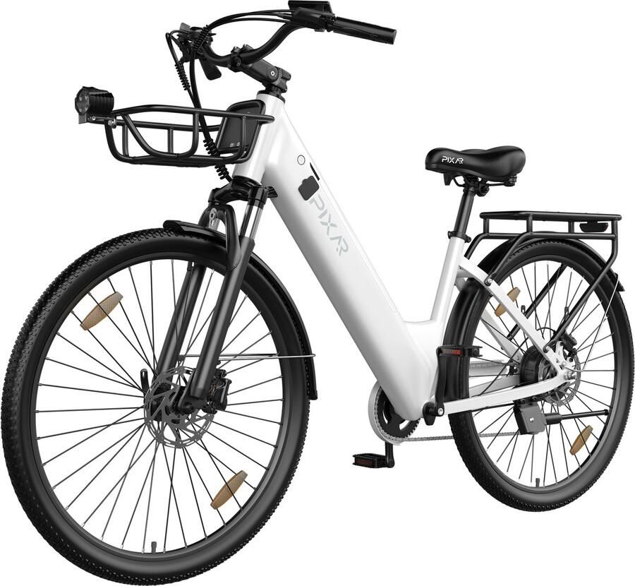 Pixar C1pro Elektrische Fiets Actieradius 60-80km Motor 250W Battery 36V18AH (EVE) Shi o 7 versnellingen 28 Inch E-Bike Stadsfiets Wit