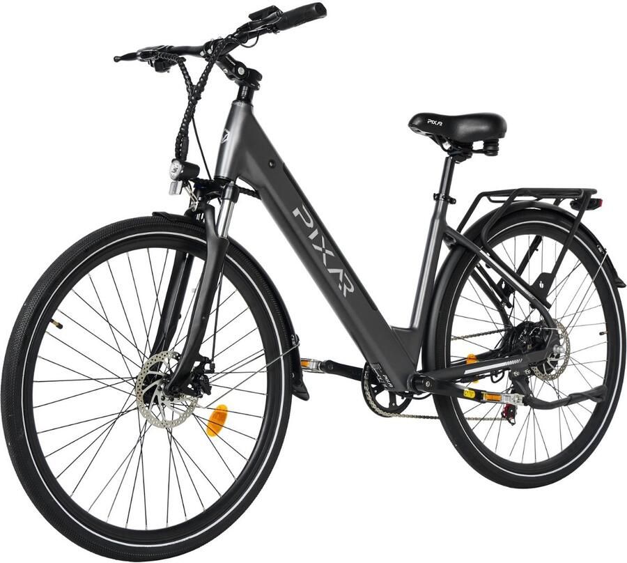 Pixar City1 Elektrische Fiets 36V 10 4Ah Accu 250W Motor 700*40C Banden -45 km Bereik Shi o 7-speed Zilver