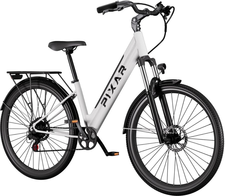 Pixar Cruiser Elektrische Fiets 250W Motor 36V12.8Ah Batterij 27.5 Band Shi o 7 Versnellingen Maximaal bereik van 80 km Wit