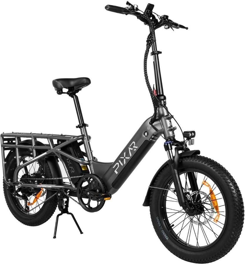 Pixar Plus7 Elektrische Fiets 250 W Motor Dubbele 48V10 4Ah Accu- 20*3″ Dikke Banden 90 km Maximaal Bereik Shi o 7-versnellingen Grijs