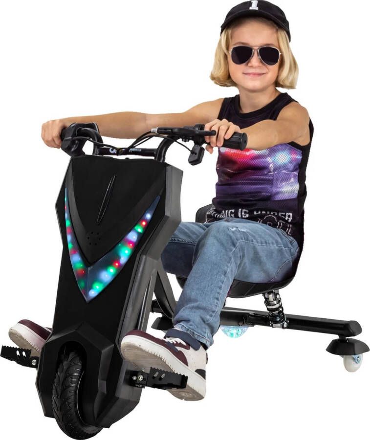 PlayOn Play-on Elektrische Drift Trike Zwart incl. Bluetooth speakers LED-Verlichting 15 20KM H DriftTrike