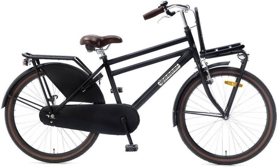 Popal Daily Dutch Basic Jongensfiets 24 inch Transportfiets Mat Zwart Jongensfiets voor 8 tot 10 jaar