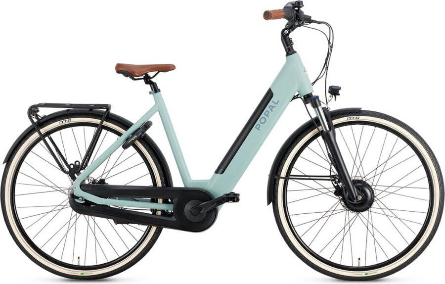 Popal Novel FM Elektrische Fiets 28 Inch E-bike 53 cm Damesfiets met 7 Versnellingen Verende Voorvork Mintgroen
