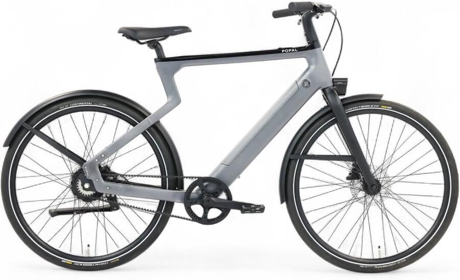 Popal Era 2025 Elektrische Stadsfiets Zilver 28 inch Belt Drive Accu 504Wh (36V 14Ah) 250W (40Nm) Bafang Achterwielmotor Hydraulische Rem