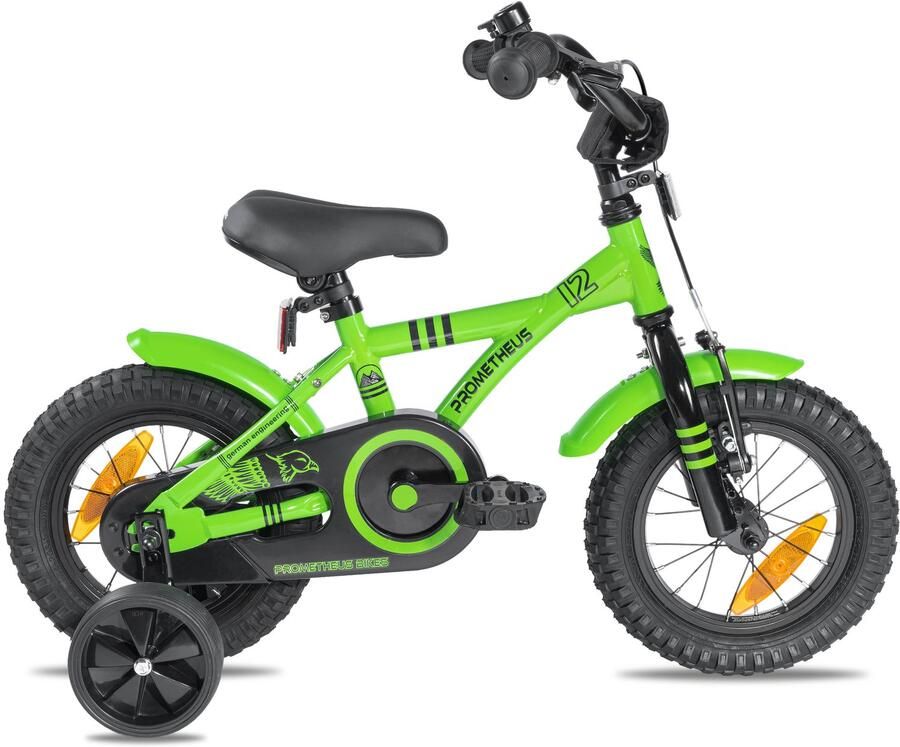 PROMETHEUS BICYCLES Kinderfiets 12 inch vanaf 3 jaar terugtraprem + zijwielen – HAWK - Foto 2