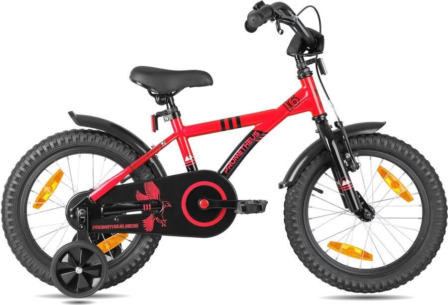 PROMETHEUS BICYCLES Kinderfiets 16 inch vanaf 4 jaar terugtraprem + zijwielen – HAWK