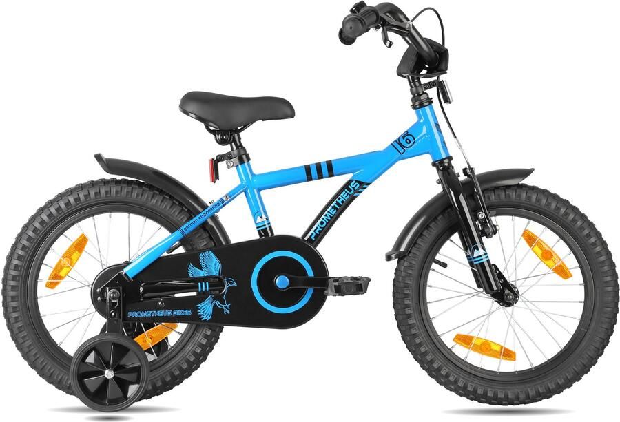 PROMETHEUS BICYCLES Kinderfiets 16 inch vanaf 4 jaar terugtraprem + zijwielen – HAWK