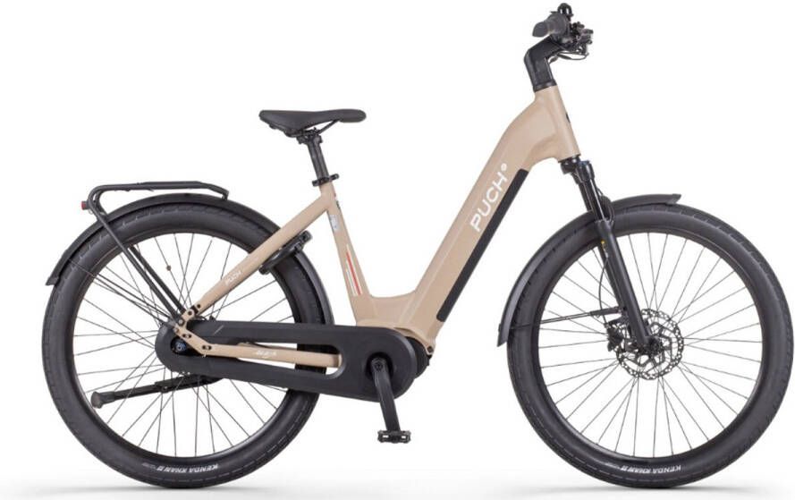 Puch E-Felice N7 Elektrische Fiets – E-bike – Rijklaar Geleverd Lage Instap Framemaat 53 Uitneembare Accu 28 Inch 250W Ananda Middenmotor 120 km Actieradius Matt Beige