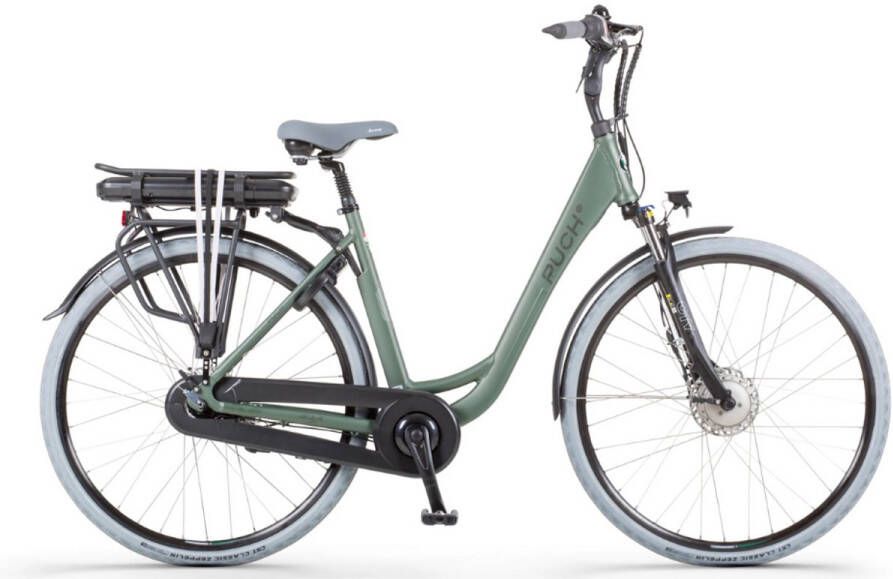 Puch E-Soul N7 Elektrische Fiets – E-bike – Lage Instap Framemaat 55 Uitneembare Accu 28 Inch 250W Ananda Motor 120 km Actieradius Khaki Matt